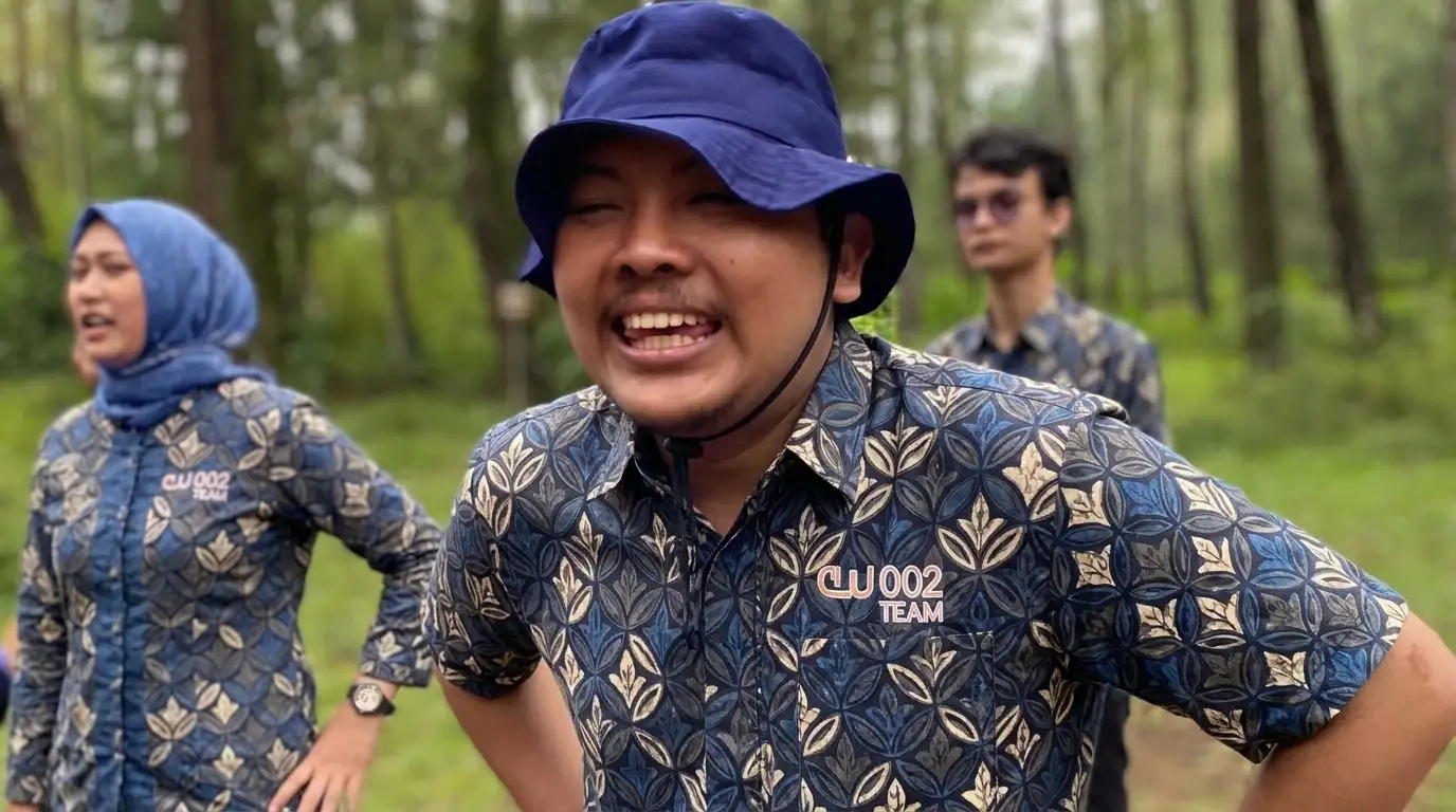 Ilustrasi motif batik sebagai tema gathering kantor